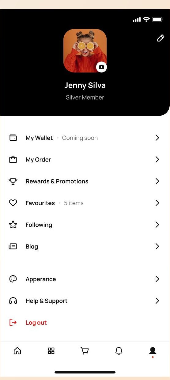Rethread prototype screen: Profile