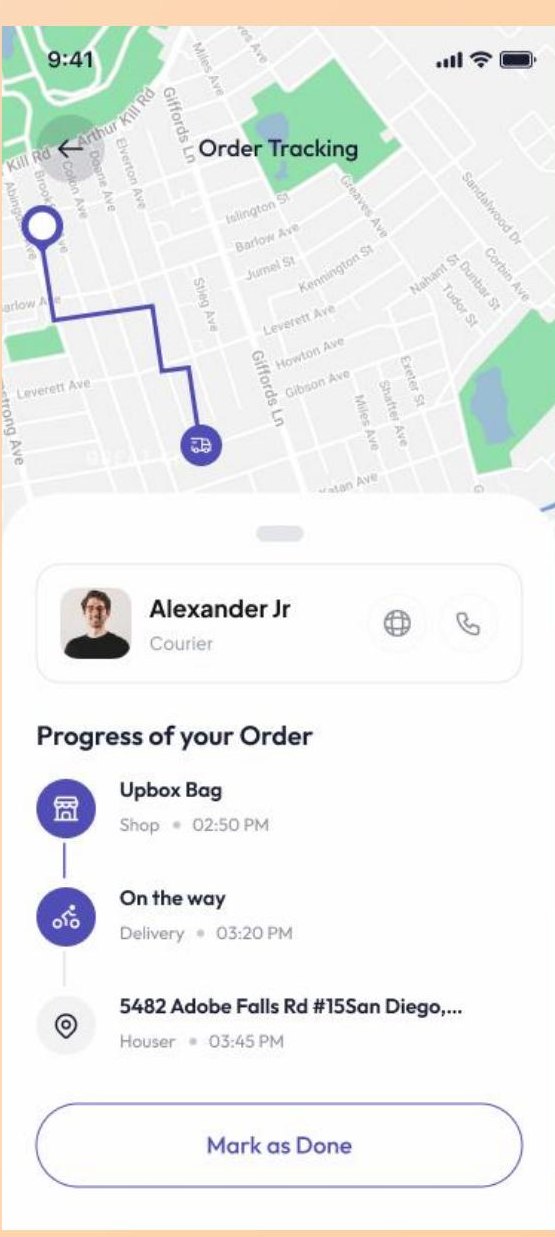 Rethread prototype screen: Order tracking